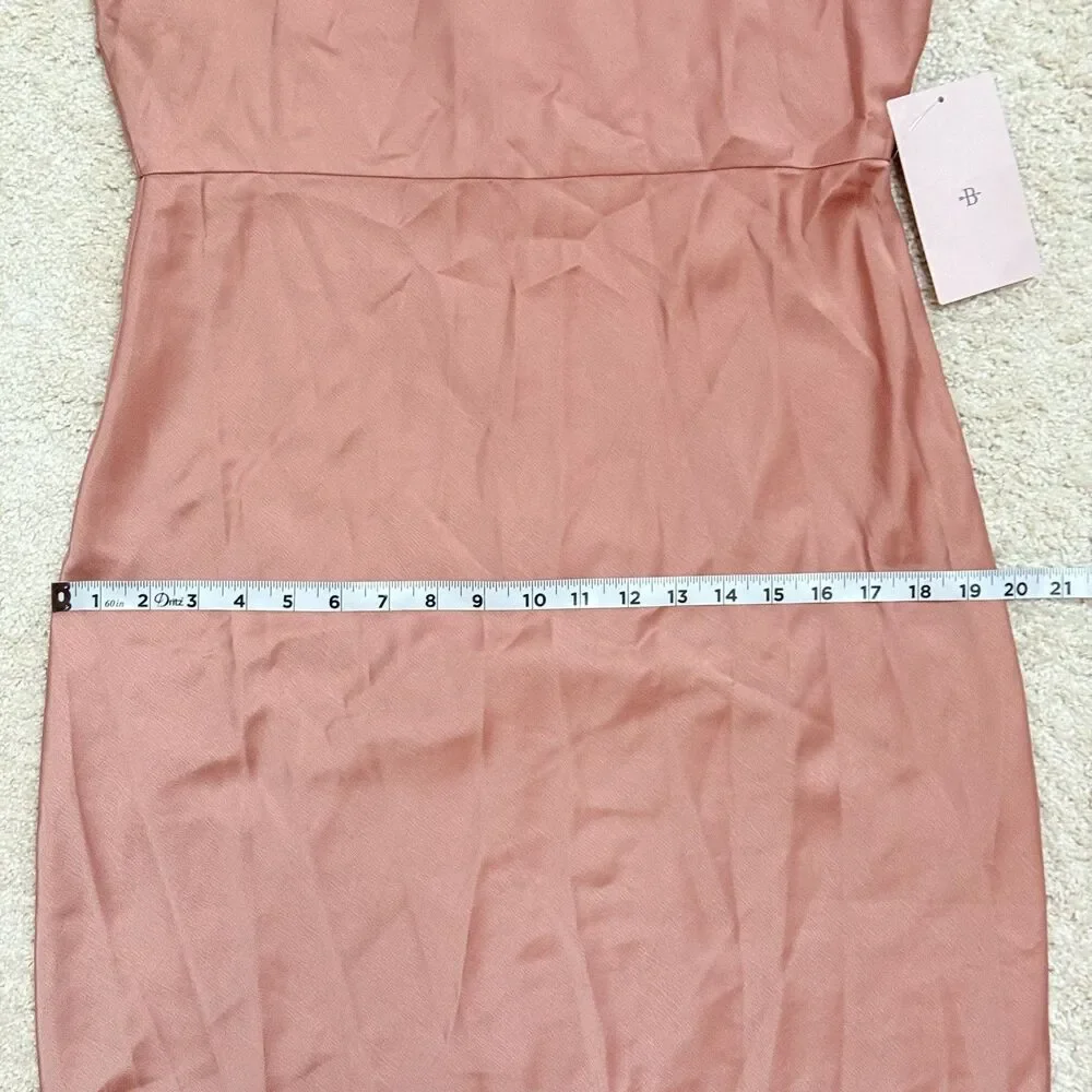 NWT BHLDN Cowl Neck Maxi Side Slit Slip Dress Dusty Rose Orange Pink 10 - Picture 11 of 12